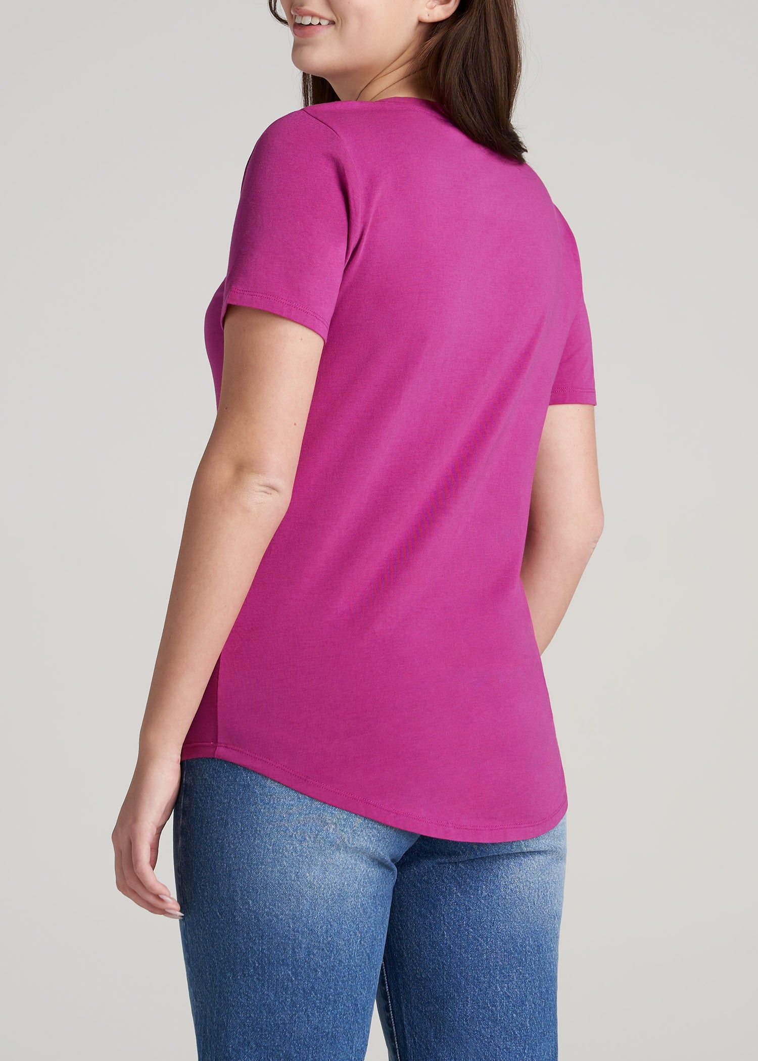 Women's Tall Scoop V-Neck Tee in Pink Orchid sold by American Tall product image thumbnail 5