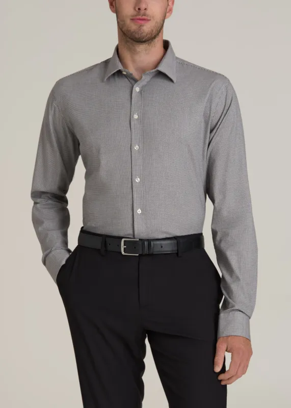 Oskar Button-Up Dress Shirt for Tall Men in Chocolate Houndstooth sold by American Tall