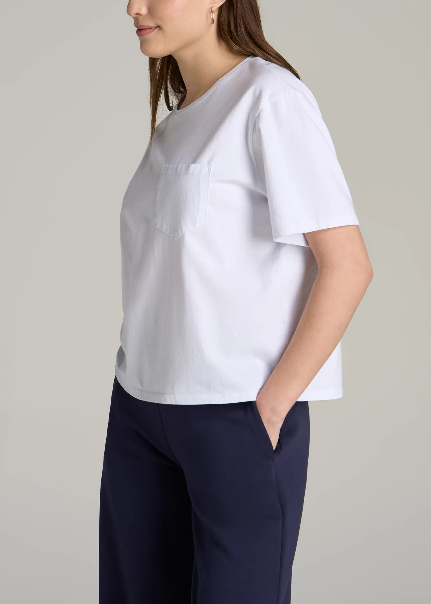 Boxy Short Sleeve T-Shirt for Tall Women in Bright White sold by American Tall product image thumbnail 3