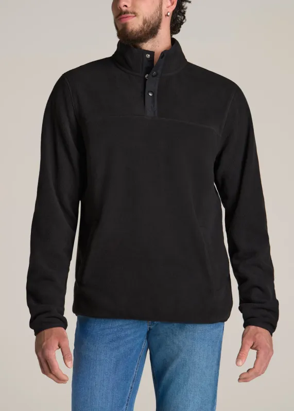 Polar Fleece 3-Snap Pullover Sweatshirt for Tall Men in Black sold by American Tall