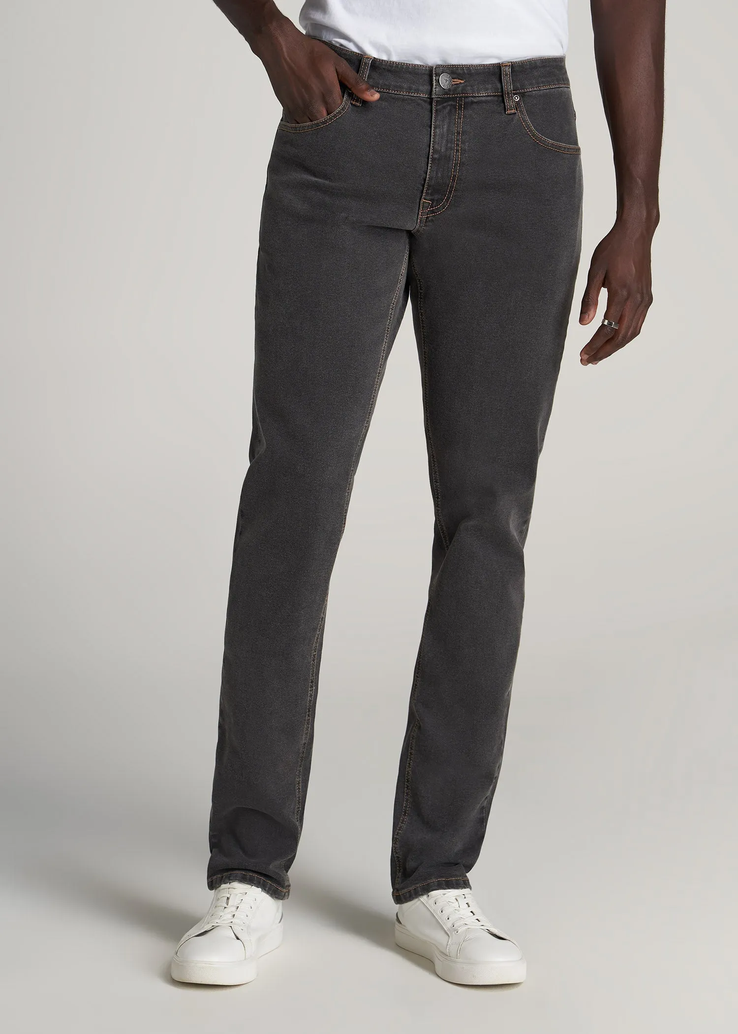 Carman TAPERED Jeans for Tall Men in Dark Grey Denim sold by American Tall