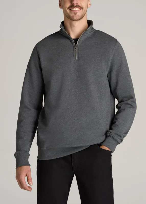 Wearever Fleece Quarter-Zip Sweatshirt for Tall Men in Charcoal Mix sold by American Tall