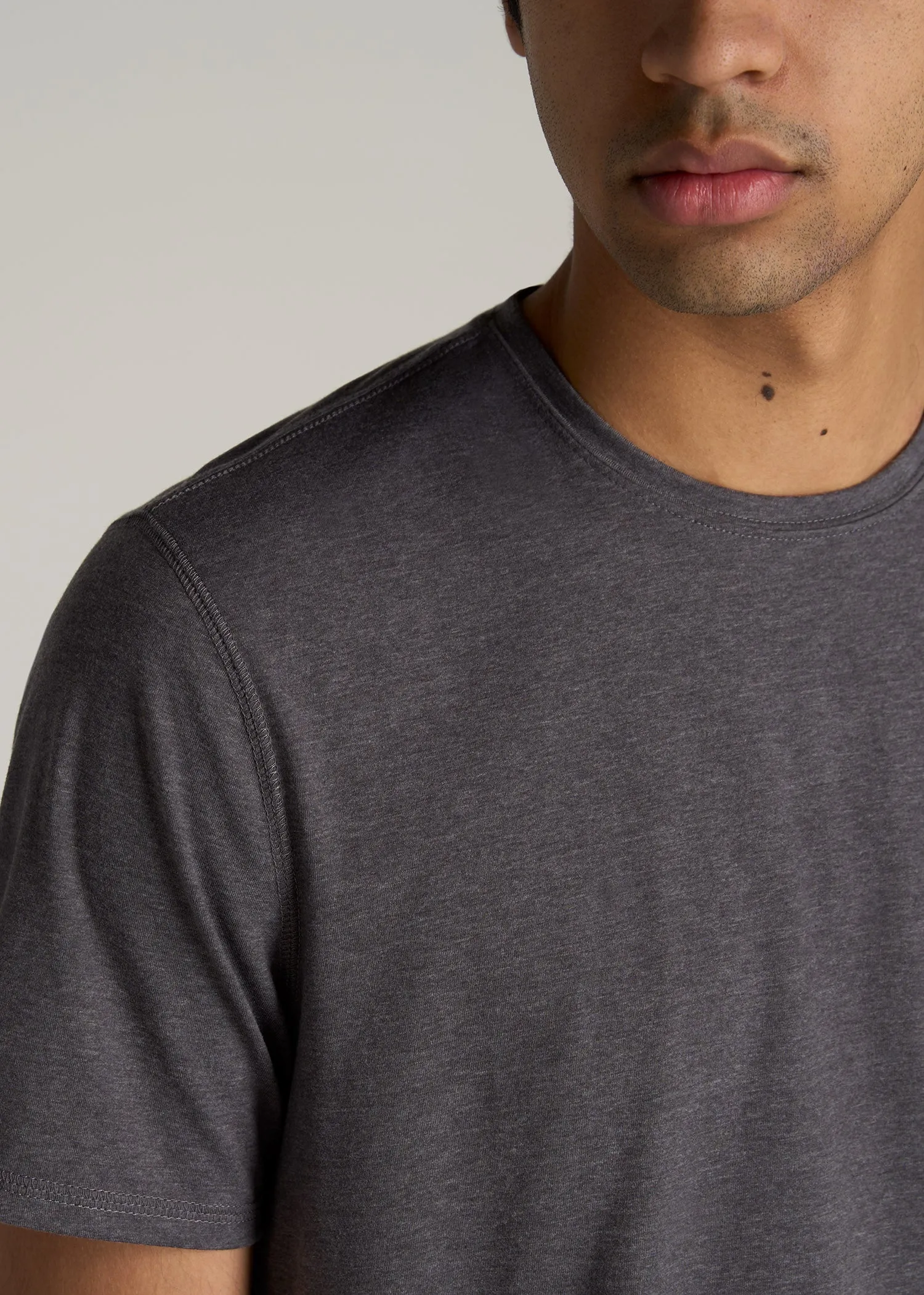 The Essential REGULAR-FIT Crew-Neck Men's Tall Tees in Charcoal Mix sold by American Tall product image thumbnail 2