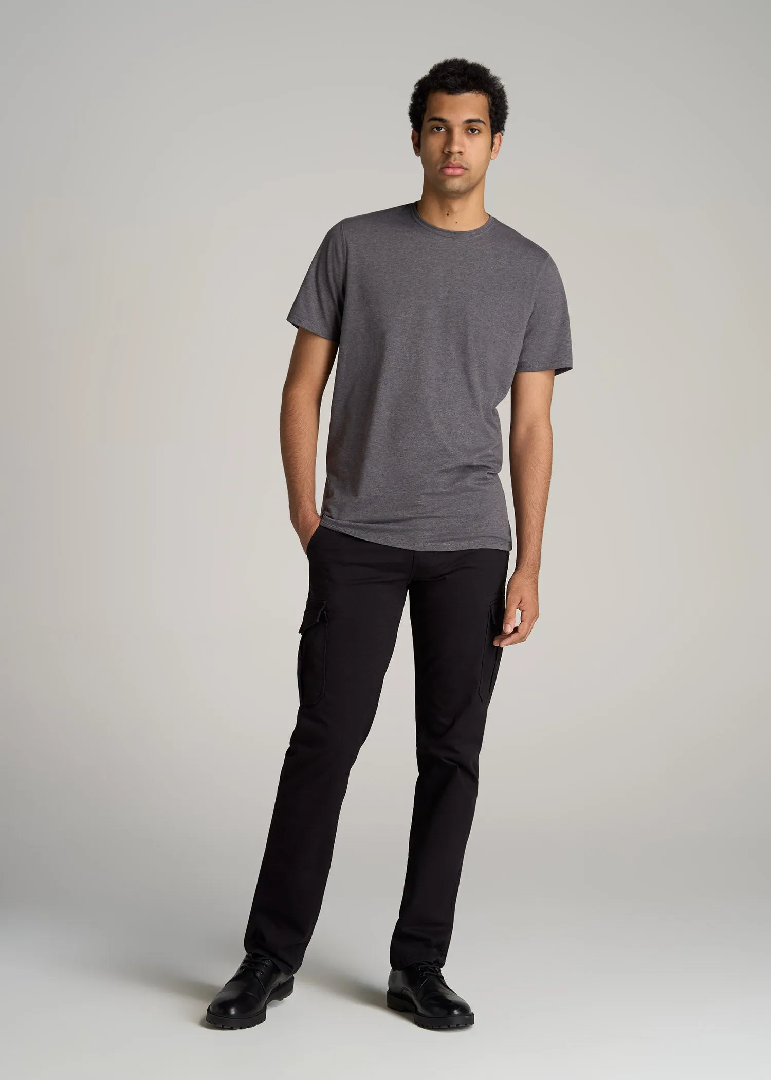 The Essential REGULAR-FIT Crew-Neck Men's Tall Tees in Charcoal Mix sold by American Tall product image thumbnail 4