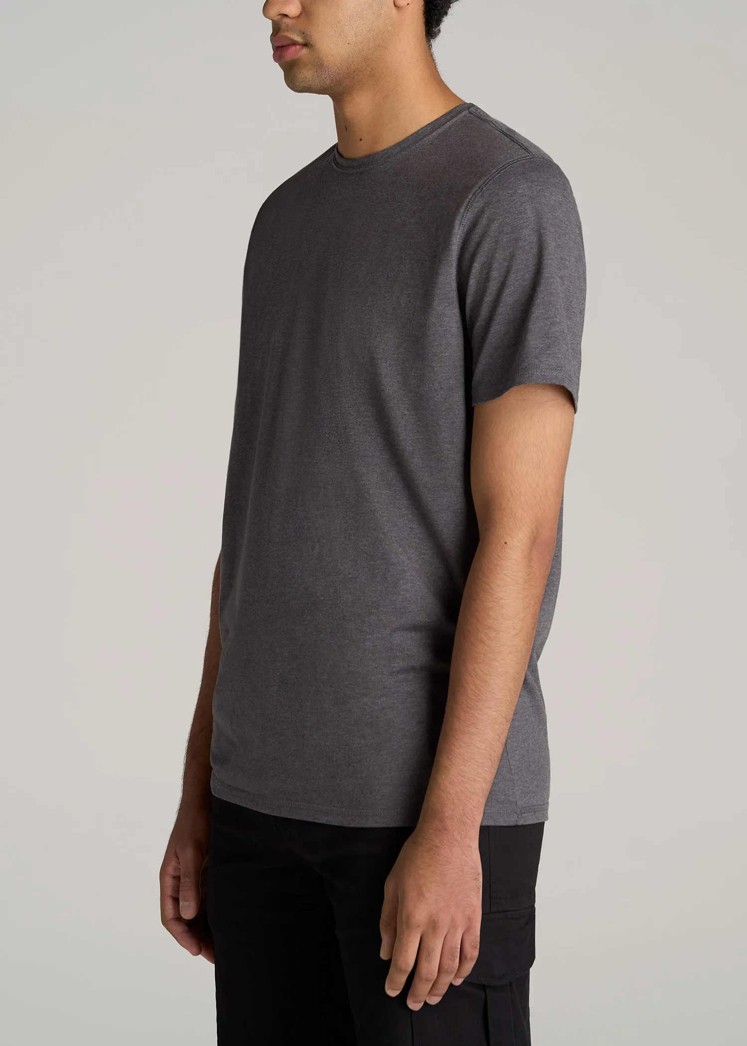 The Essential REGULAR-FIT Crew-Neck Men's Tall Tees in Charcoal Mix sold by American Tall product image thumbnail 3