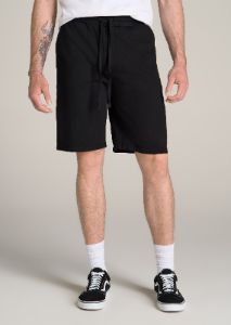 Wearever Garment-Dyed French Terry Sweat Shorts for Tall Men in Black sold by American Tall