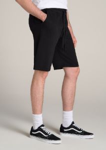 Wearever Garment-Dyed French Terry Sweat Shorts for Tall Men in Black sold by American Tall