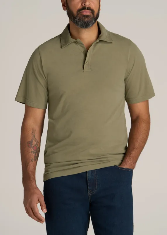 LJ&S Ultra Soft Short Sleeve Cotton Polo for Tall Men in Vintage Moss Green sold by American Tall