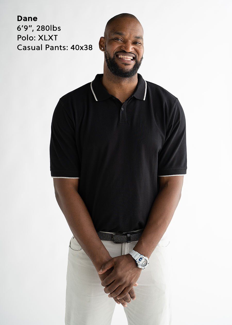 Tipped Men's Tall Polo Shirt in Black & Grey sold by American Tall product image thumbnail 6