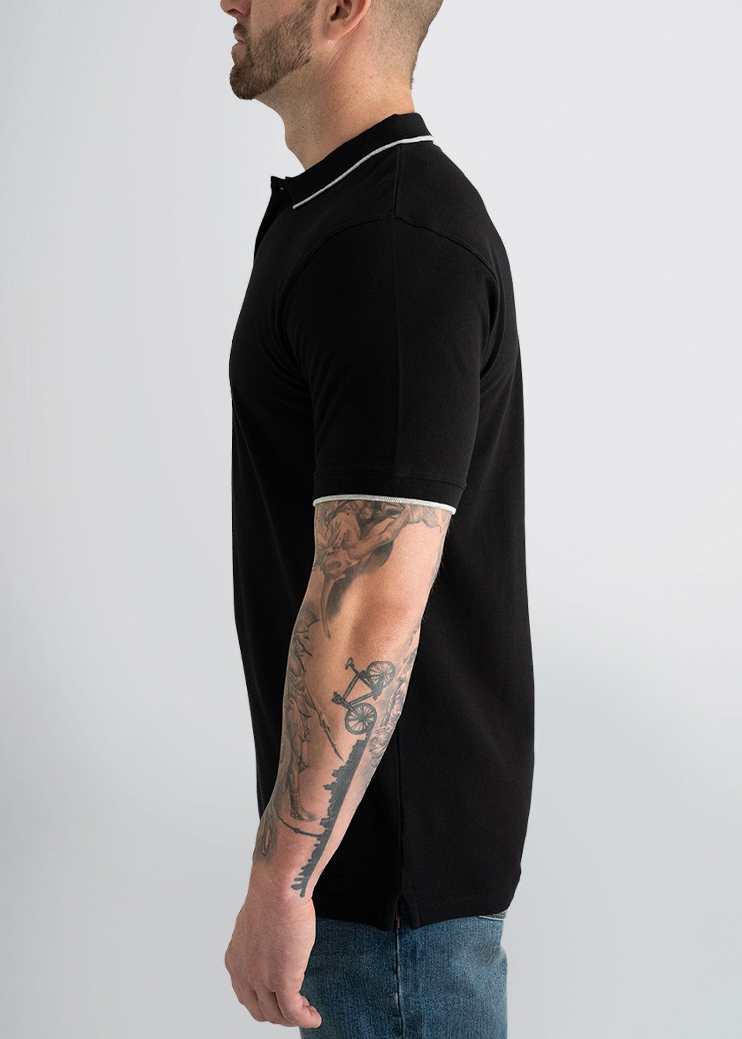 Tipped Men's Tall Polo Shirt in Black & Grey sold by American Tall product image thumbnail 3