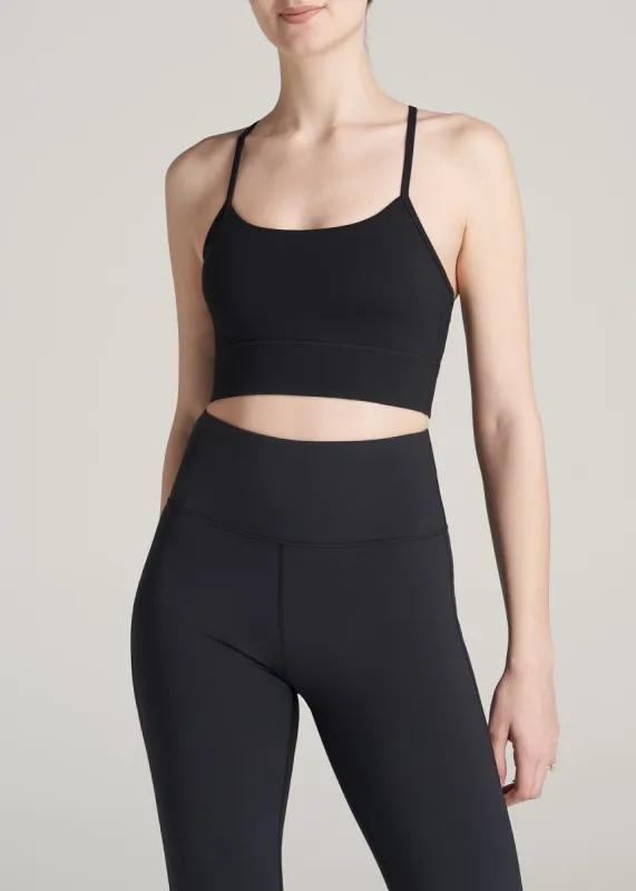 Racerback Sports Bra for Tall Women in Black sold by American Tall