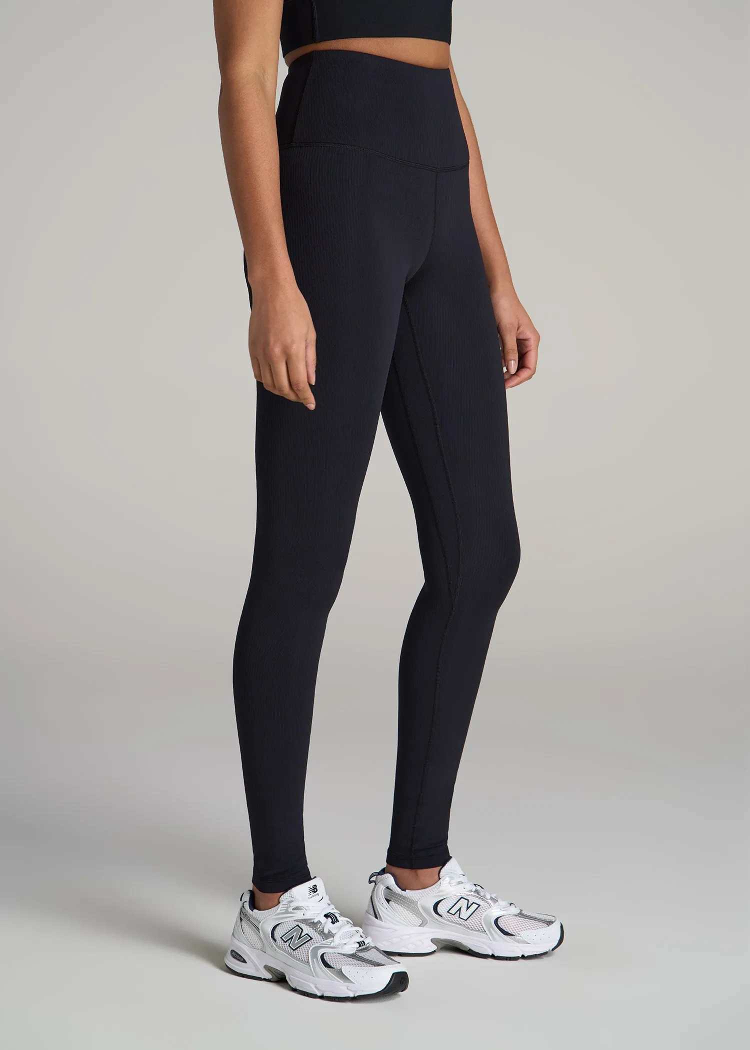 Balance High-Rise Leggings for Tall Women in Ribbed Black sold by American Tall product image thumbnail 3