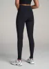 Balance High-Rise Leggings for Tall Women in Ribbed Black sold by American Tall