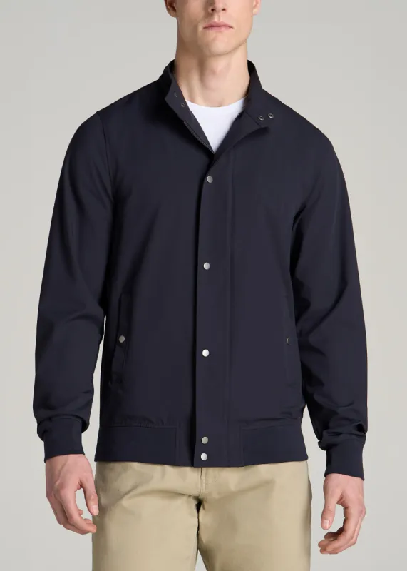Motion Bomber Jacket for Tall Men in Deep Navy sold by American Tall
