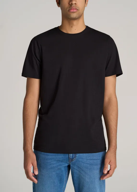 The Essential REGULAR-FIT Crew-Neck Men's Tall Tees in Black sold by American Tall