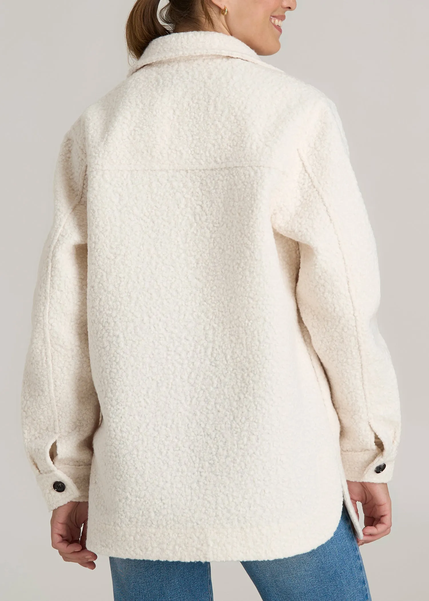 Relaxed Boucle Shacket for Tall Women in Winter White sold by American Tall product image thumbnail 5