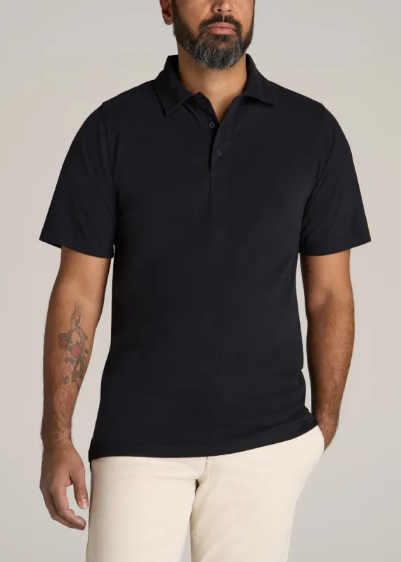 LJ&S Ultra Soft Short Sleeve Cotton Polo for Tall Men in Vintage Black sold by American Tall