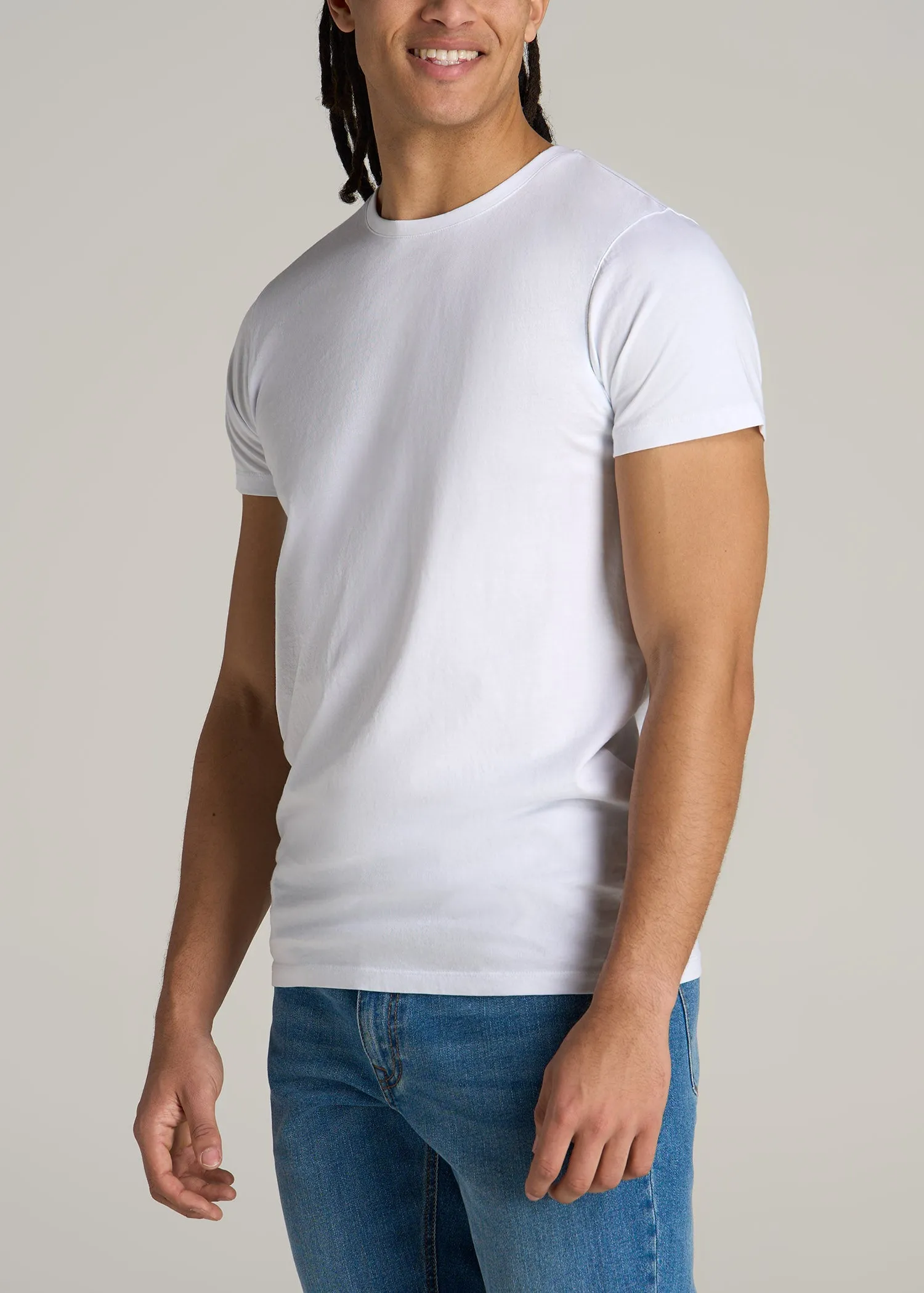 Modern Fit Garment Dyed Cotton T-Shirt for Tall Men in White sold by American Tall product image thumbnail 3