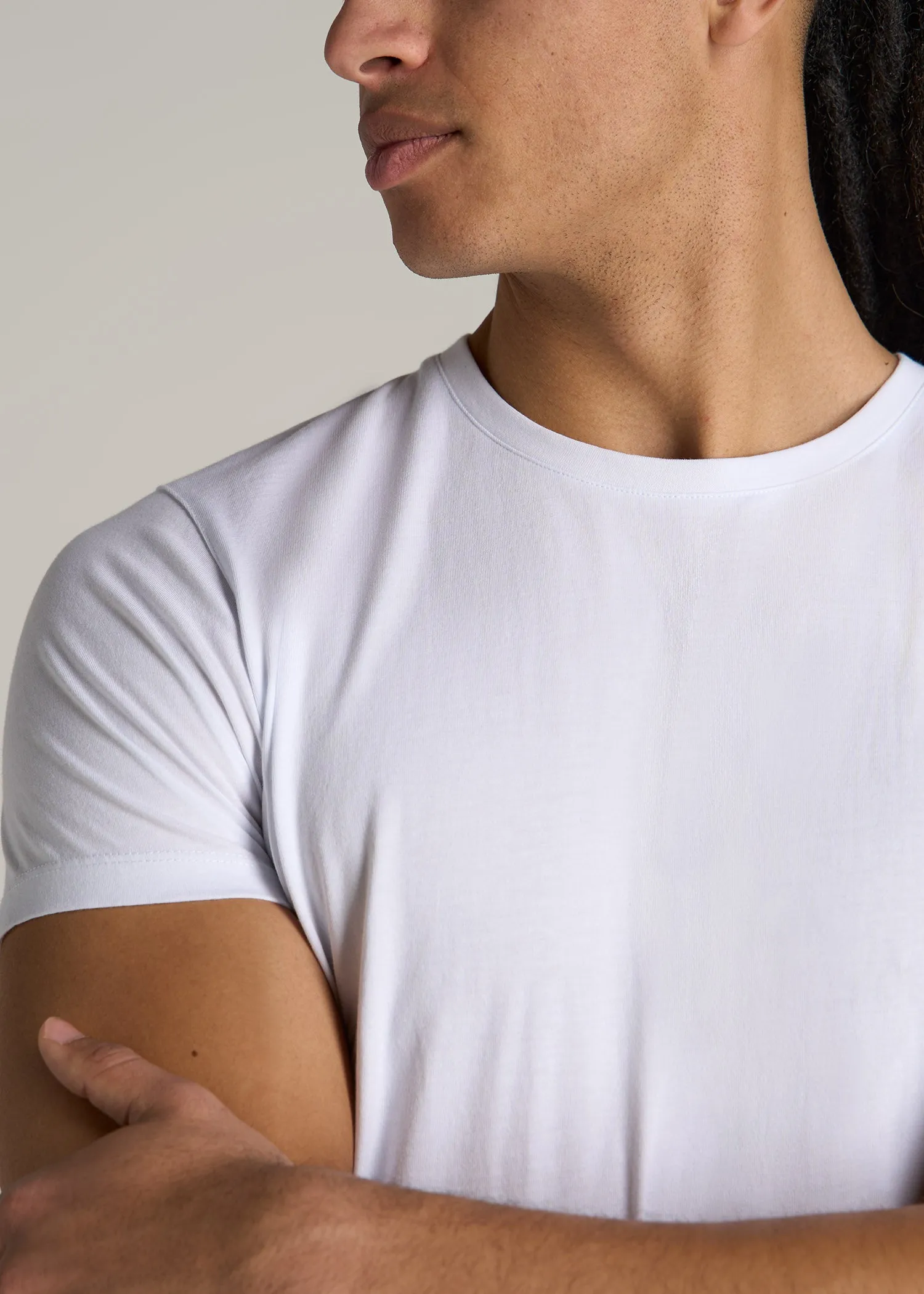 Modern Fit Garment Dyed Cotton T-Shirt for Tall Men in White sold by American Tall product image thumbnail 2