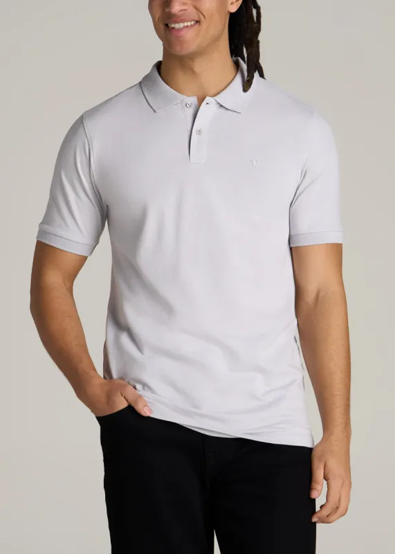 Men's Tall Classic Polo with Embroidered Logo in Vapor Grey sold by American Tall