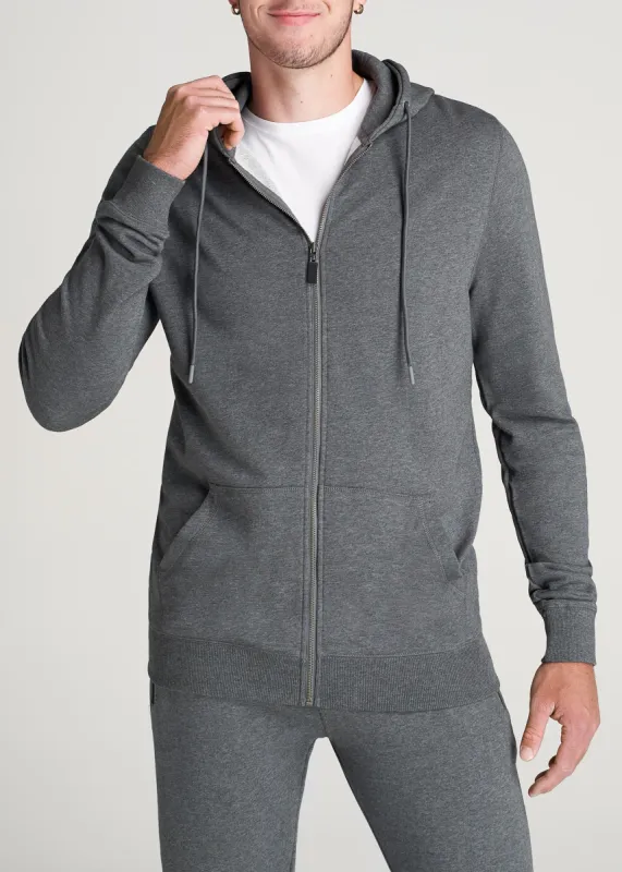 Wearever French Terry Full-Zip Hoodie for Tall Men in Charcoal Mix sold by American Tall