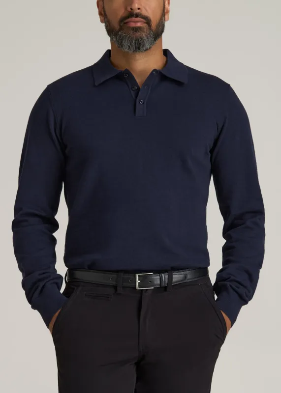Polo Sweater for Tall Men in Evening Blue sold by American Tall