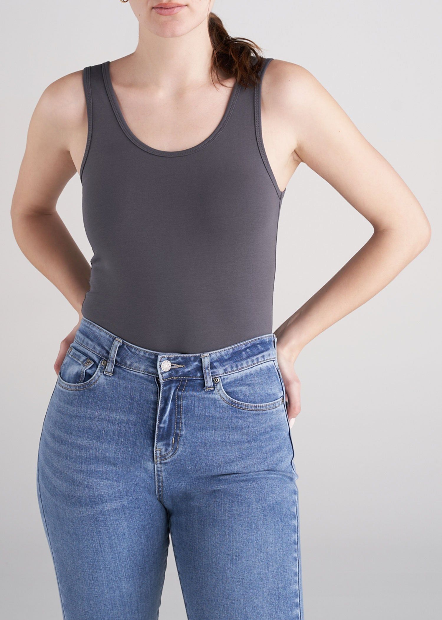 Jersey Tank in Charcoal - Women's Tall Tank Tops sold by American Tall
