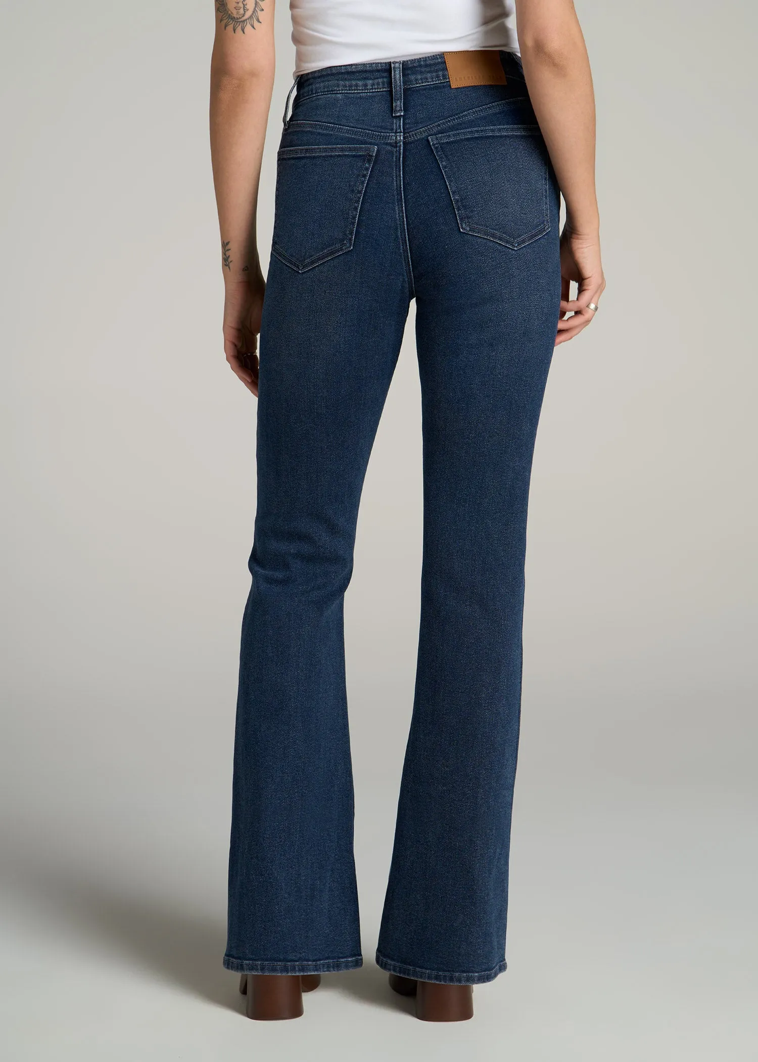 Chloe High Rise Flare Jeans for Tall Women in Faded Dark Indigo sold by American Tall product image thumbnail 5