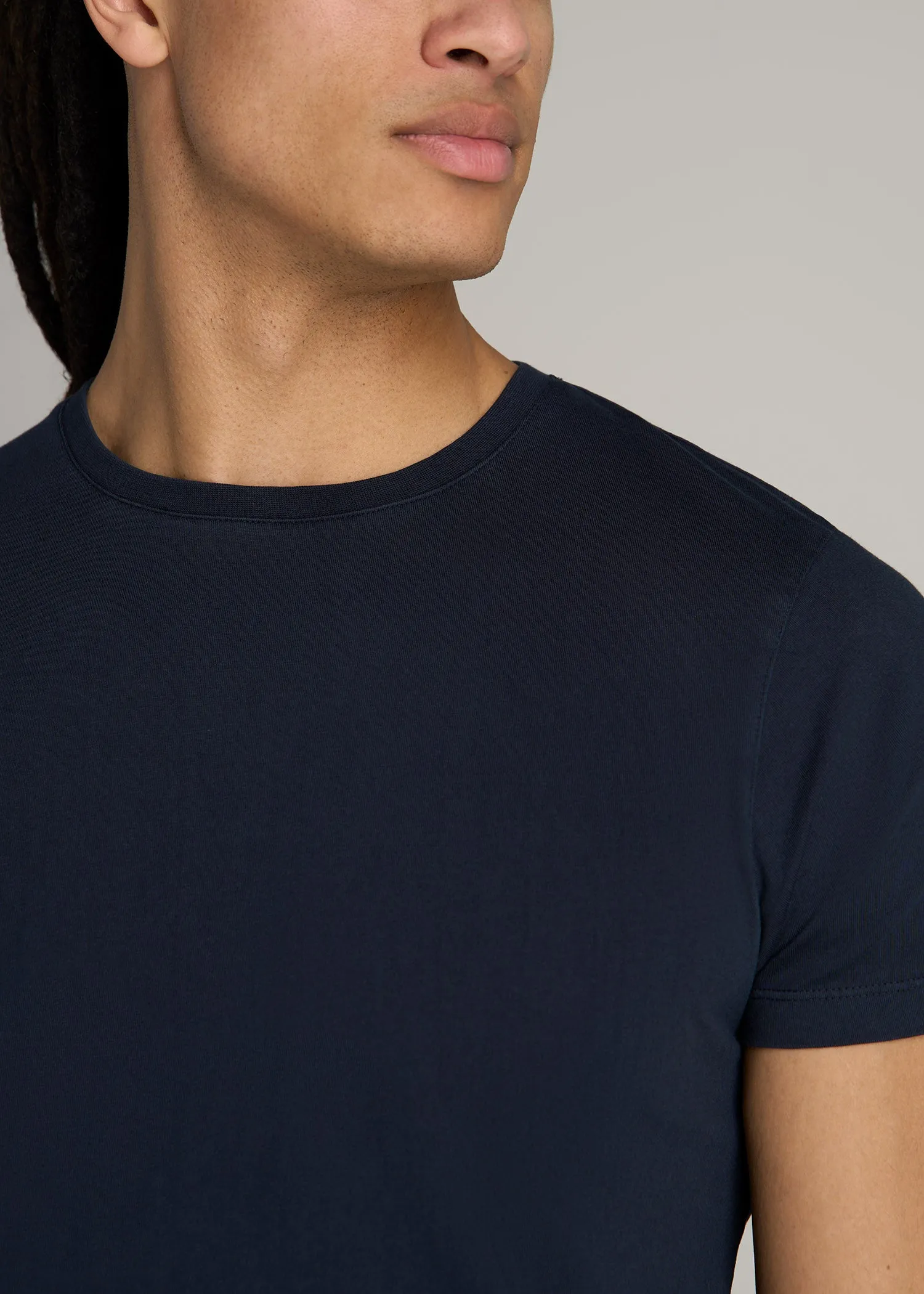 Modern Fit Garment Dyed Cotton T-Shirt for Tall Men in Evening Blue sold by American Tall product image thumbnail 2