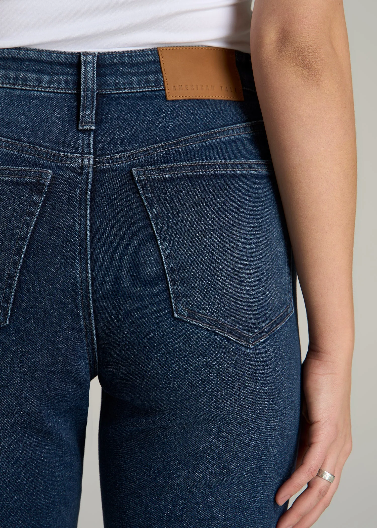 Chloe High Rise Flare Jeans for Tall Women in Faded Dark Indigo sold by American Tall product image thumbnail 4