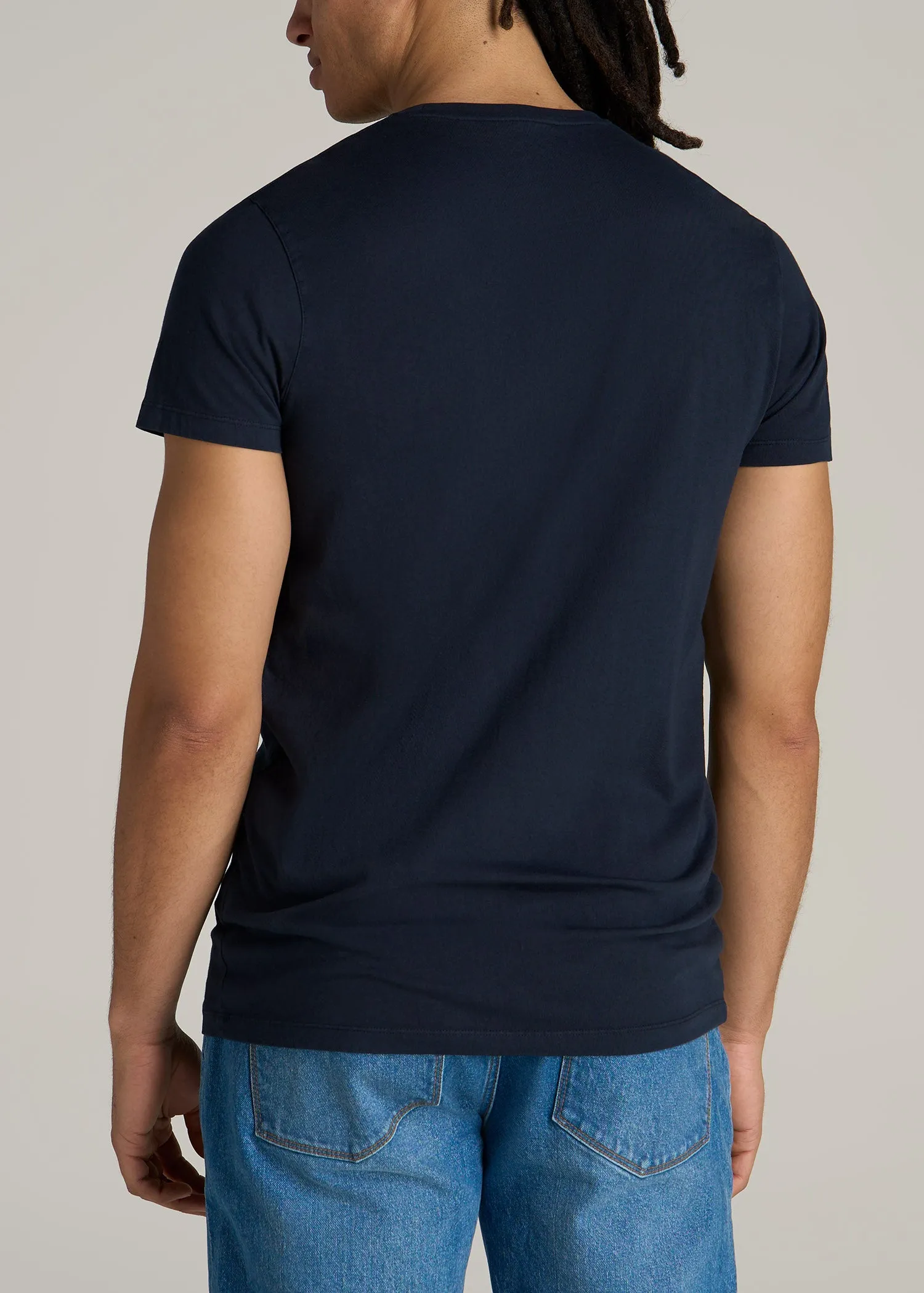 Modern Fit Garment Dyed Cotton T-Shirt for Tall Men in Evening Blue sold by American Tall product image thumbnail 5