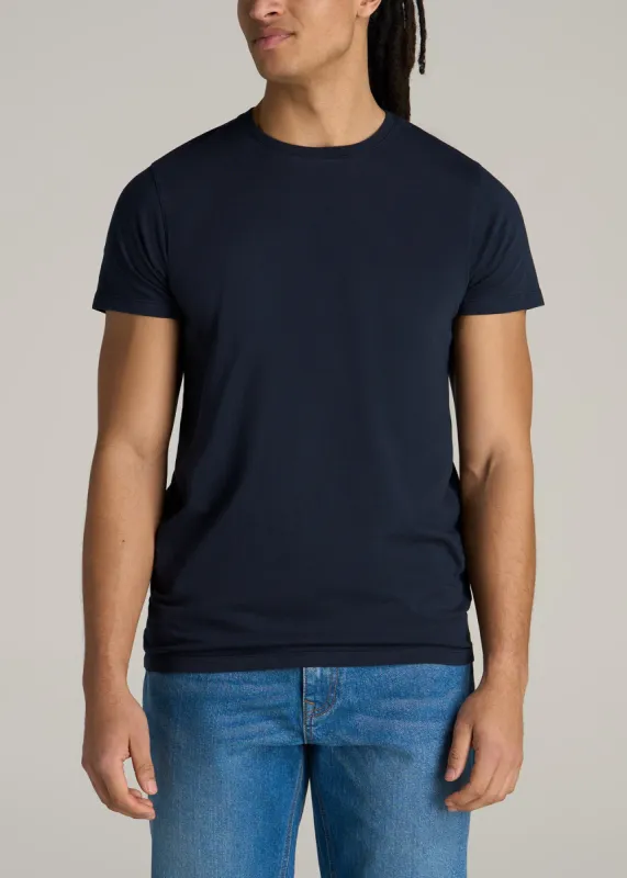 Modern Fit Garment Dyed Cotton T-Shirt for Tall Men in Evening Blue sold by American Tall