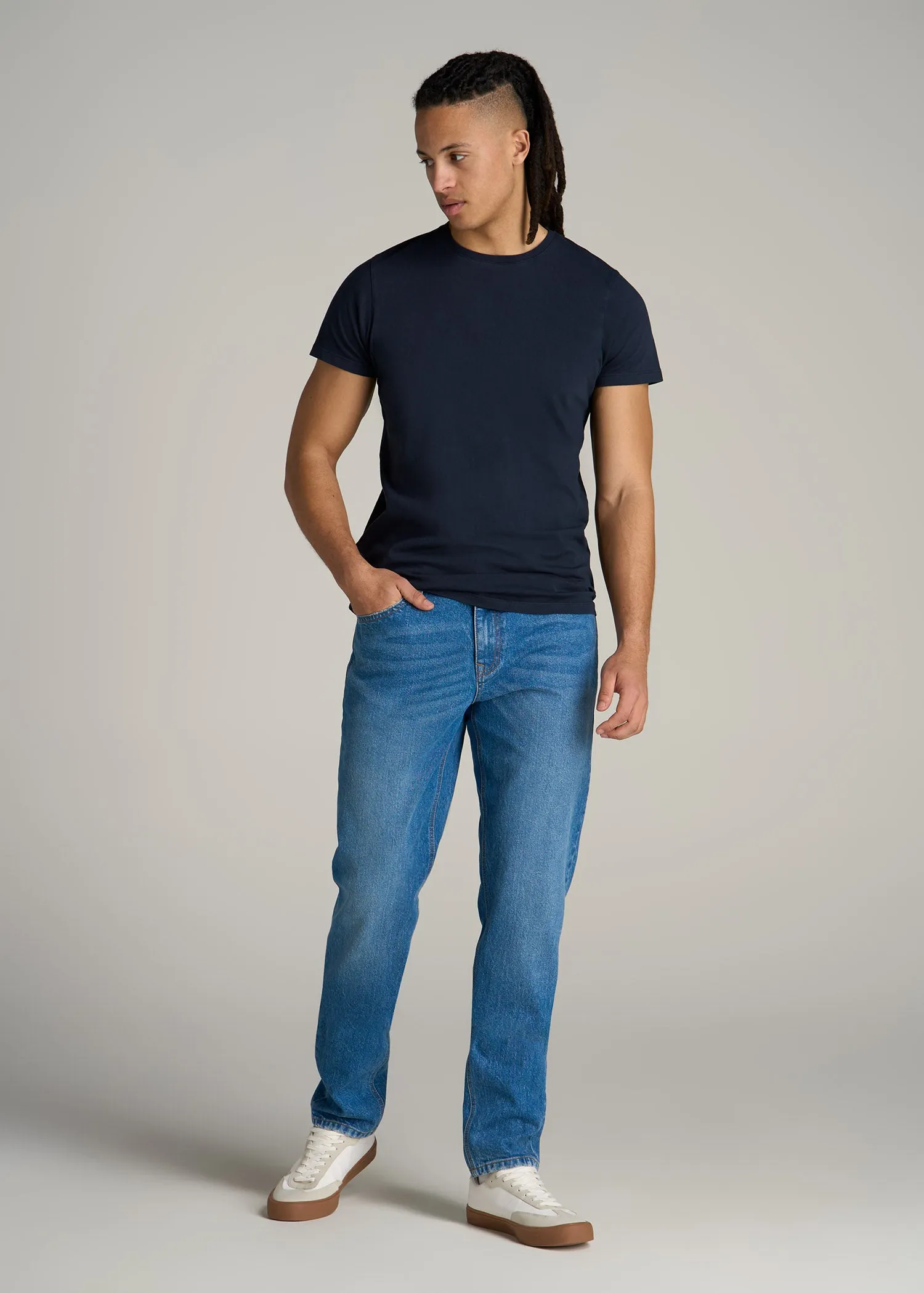 Modern Fit Garment Dyed Cotton T-Shirt for Tall Men in Evening Blue sold by American Tall product image thumbnail 4