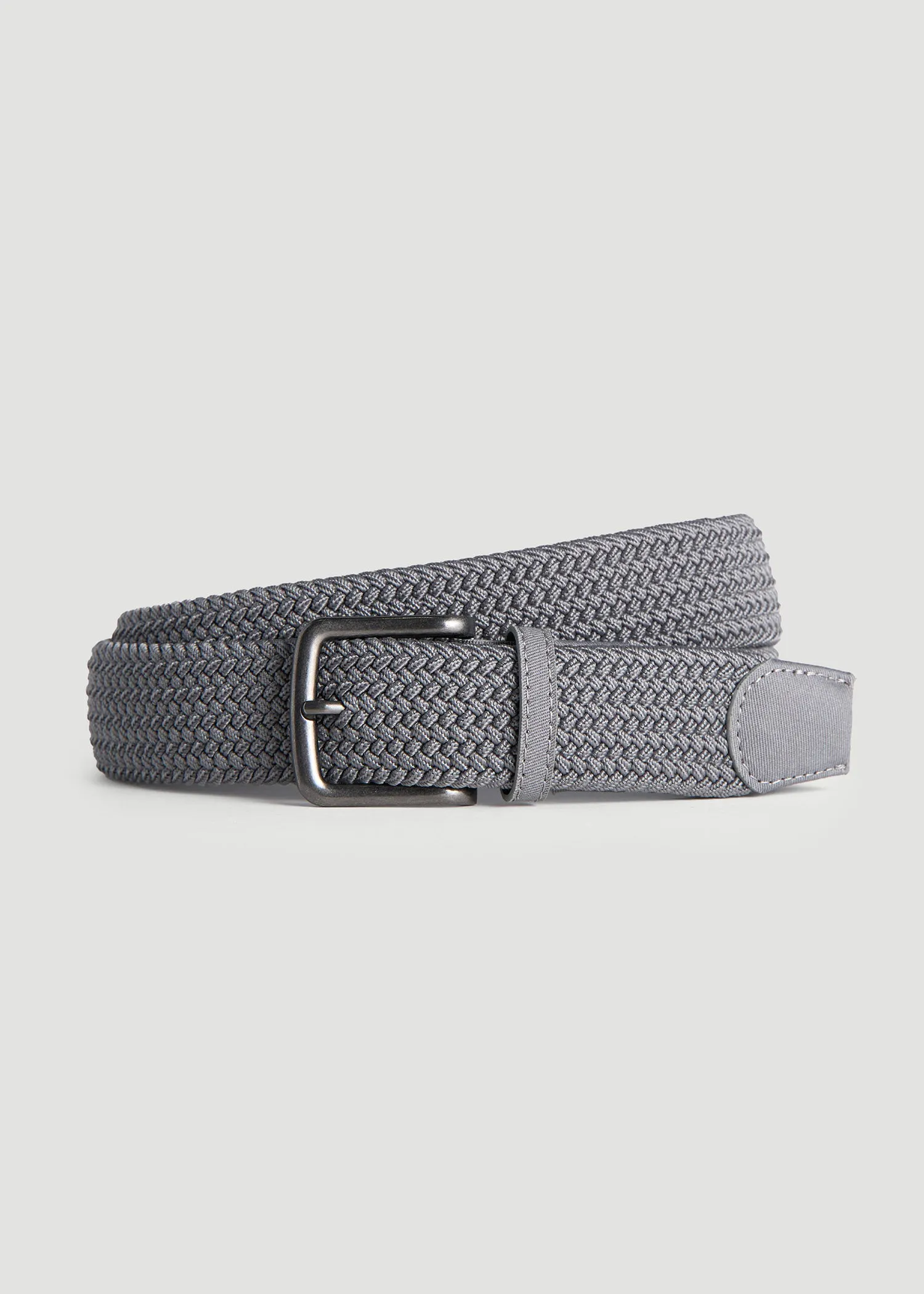 Stretch Woven Belt for Tall Men in Silvermist sold by American Tall