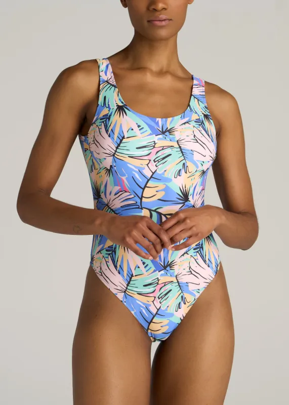 Women's Tall One-Piece Swimsuit in Abstract Tropical made by American Tall