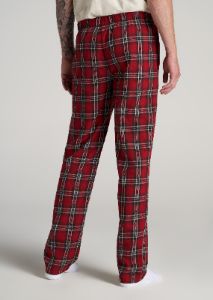 Plaid Pajama Pants for Tall Men in Red & White Plaid sold by American Tall