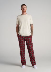 Plaid Pajama Pants for Tall Men in Red & White Plaid sold by American Tall