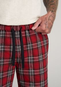 Plaid Pajama Pants for Tall Men in Red & White Plaid sold by American Tall