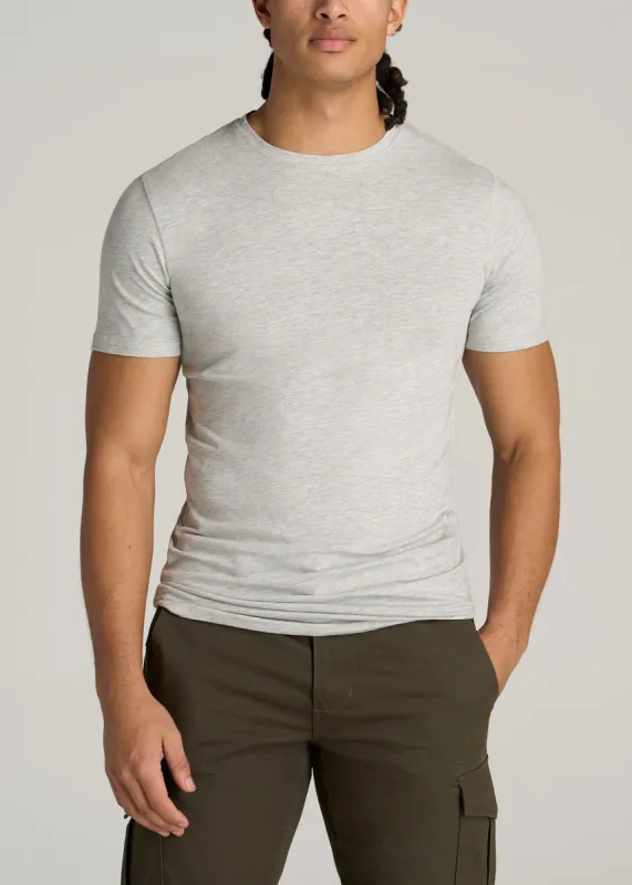 The Essential SLIM-FIT Crewneck Tee for Tall Men in Grey Mix sold by American Tall