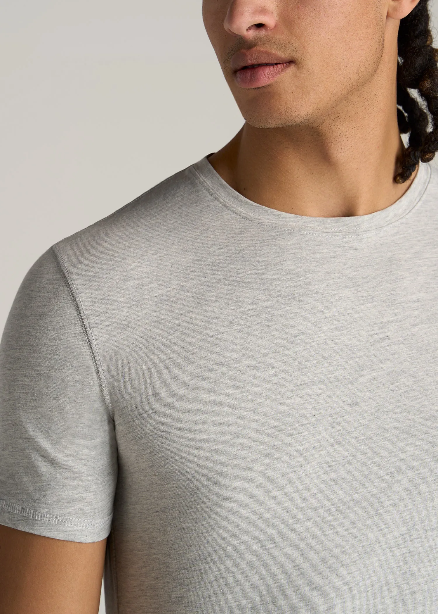 The Essential SLIM-FIT Crewneck Tee for Tall Men in Grey Mix sold by American Tall product image thumbnail 2