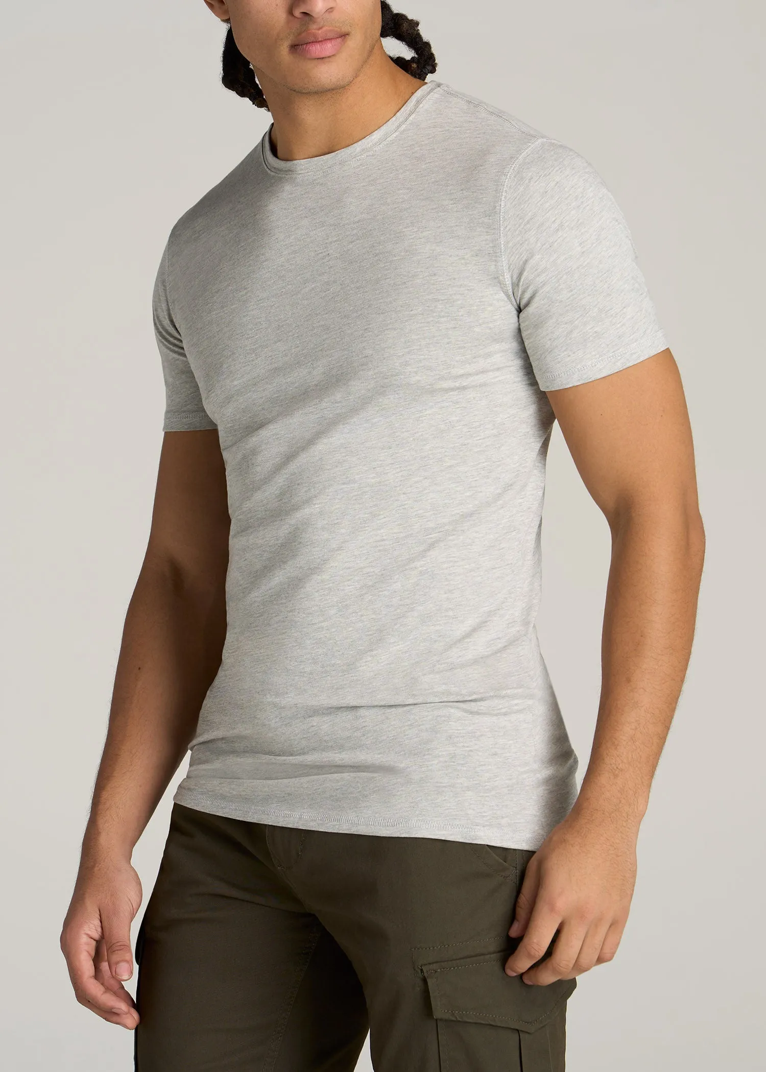 The Essential SLIM-FIT Crewneck Tee for Tall Men in Grey Mix sold by American Tall product image thumbnail 3