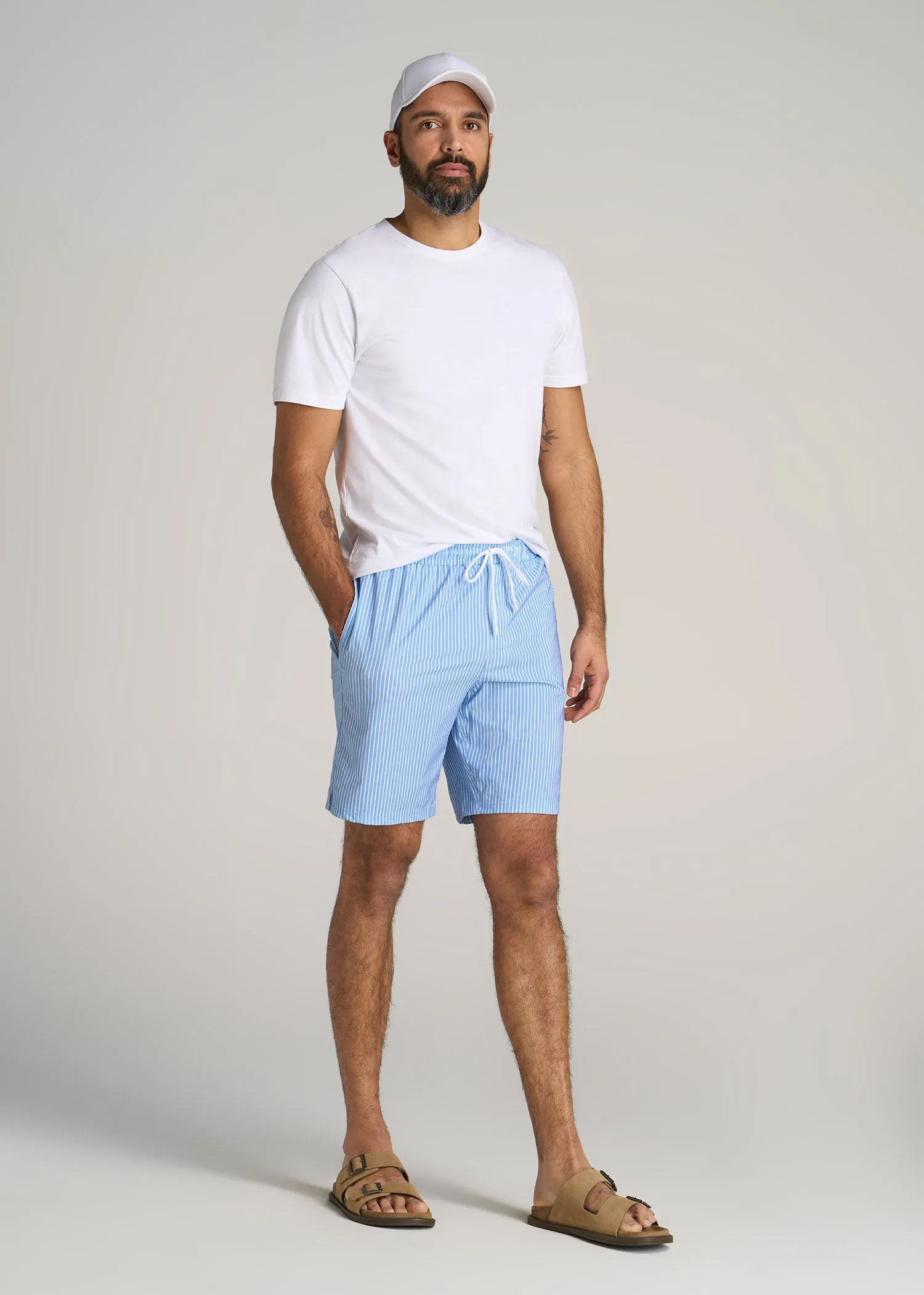 Swim Shorts for Tall Men in Sky Blue Stripe sold by American Tall product image thumbnail 4