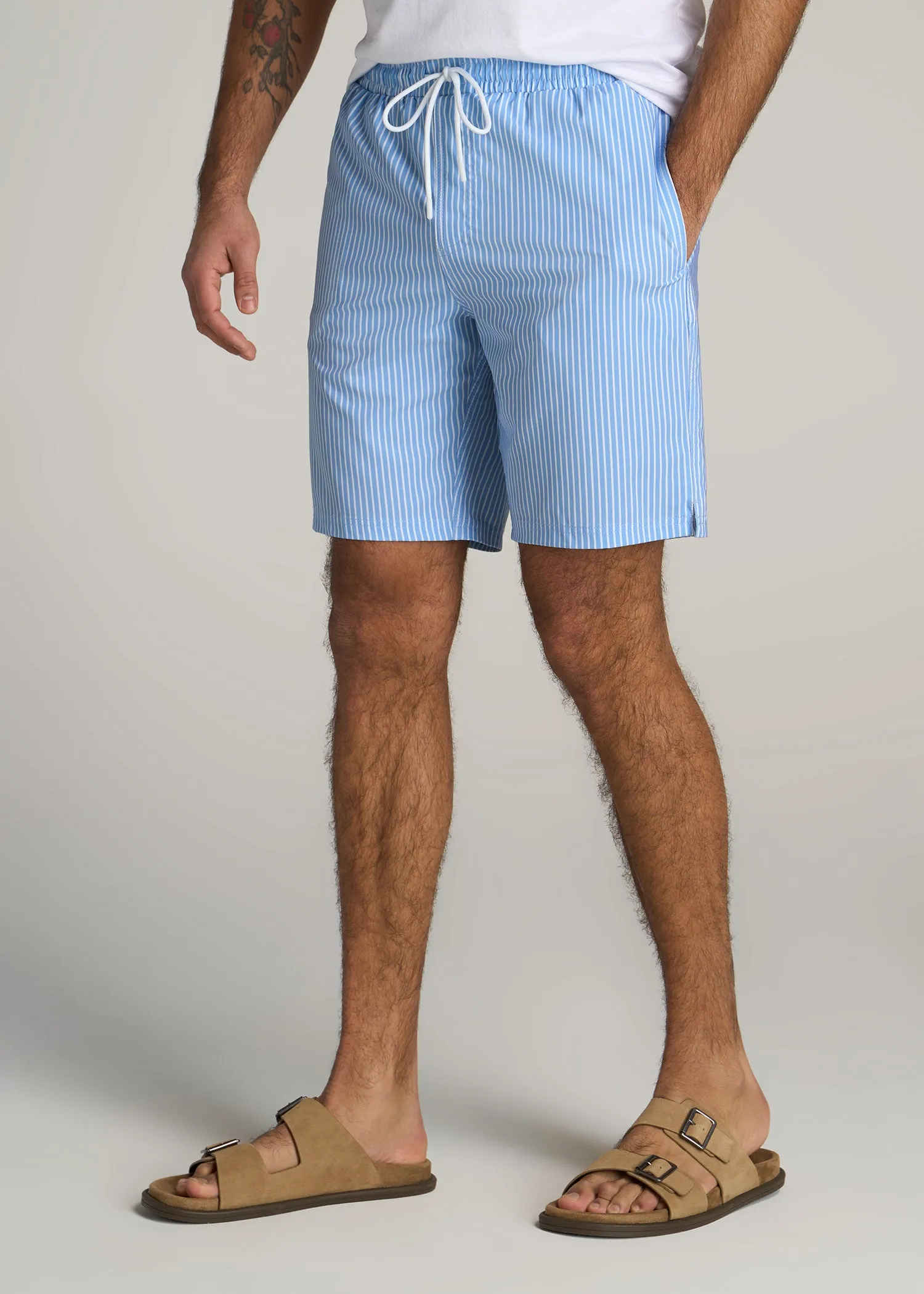 Swim Shorts for Tall Men in Sky Blue Stripe sold by American Tall product image thumbnail 3