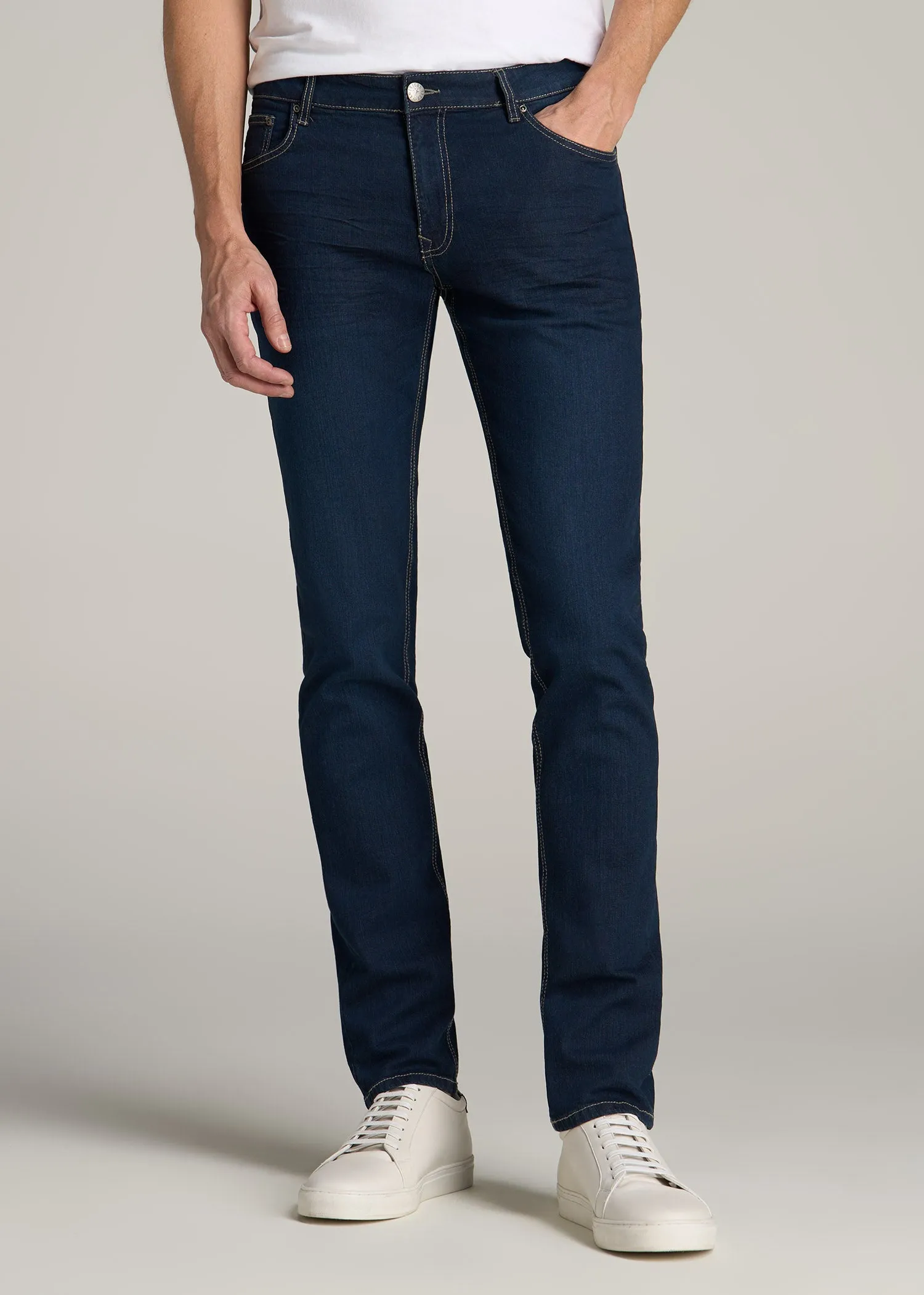 Carman TAPERED Jeans for Tall Men in Blue Steel sold by American Tall