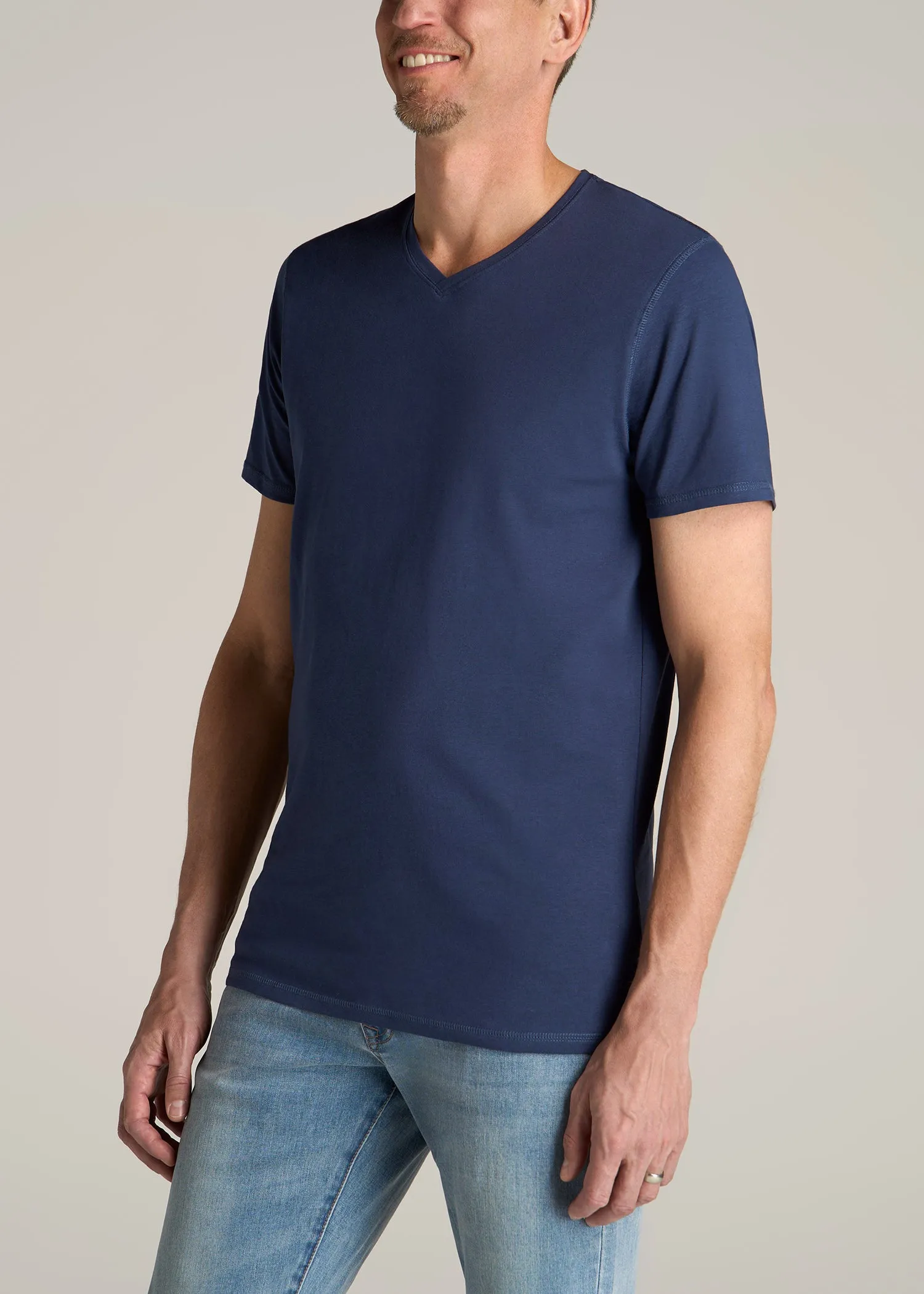 The Essential REGULAR-FIT V-Neck Men's Tall Tees in Navy sold by American Tall product image thumbnail 3