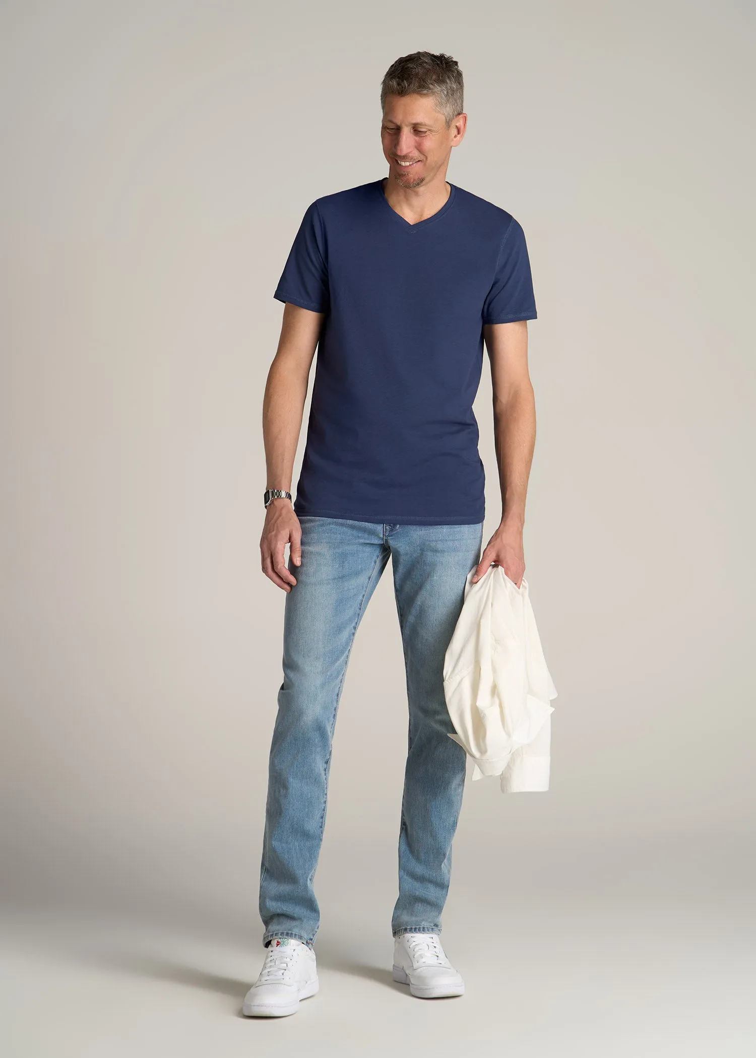 The Essential REGULAR-FIT V-Neck Men's Tall Tees in Navy sold by American Tall product image thumbnail 4