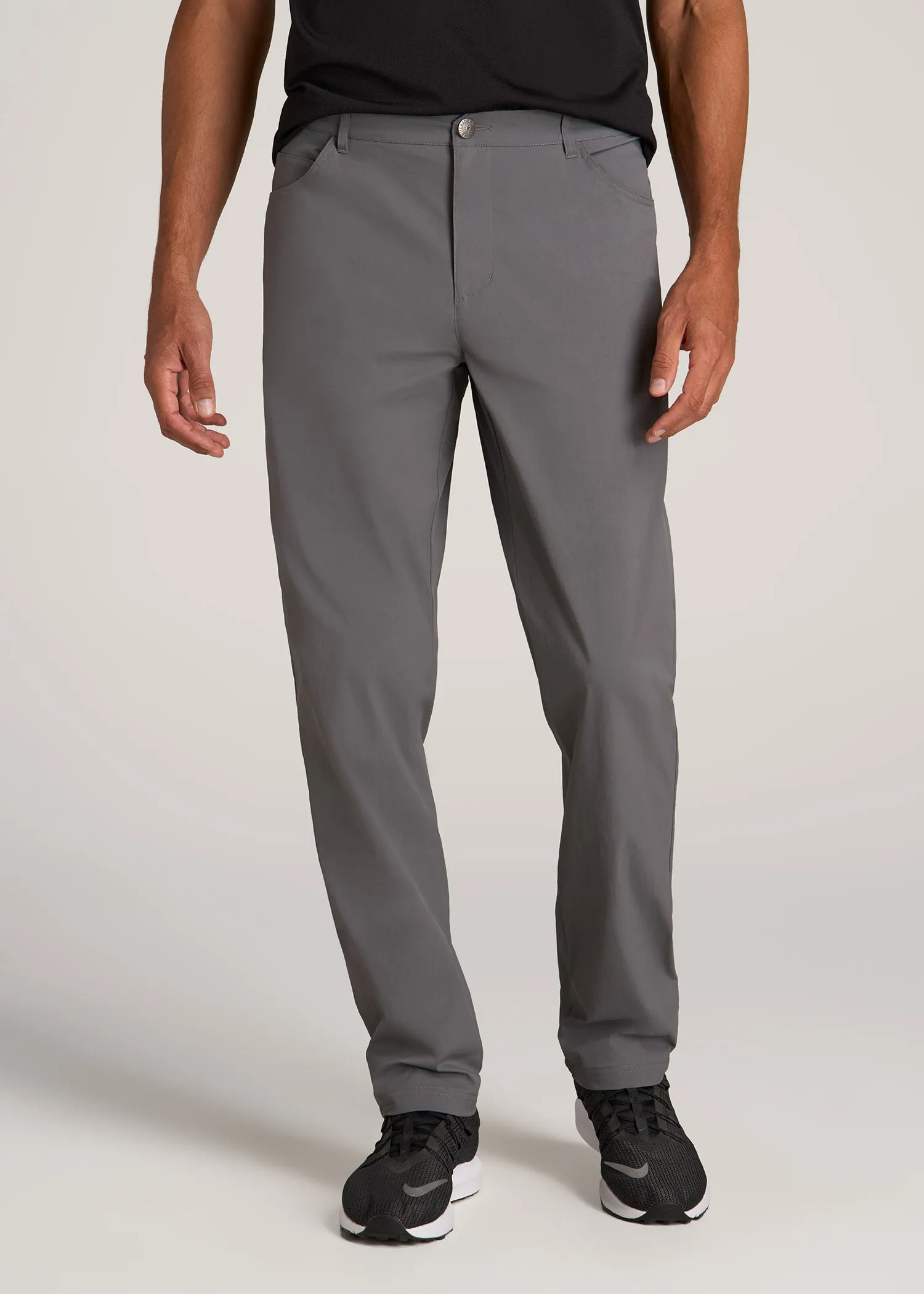 TAPERED-FIT Traveler Pants for Tall Men in Charcoal sold by American Tall