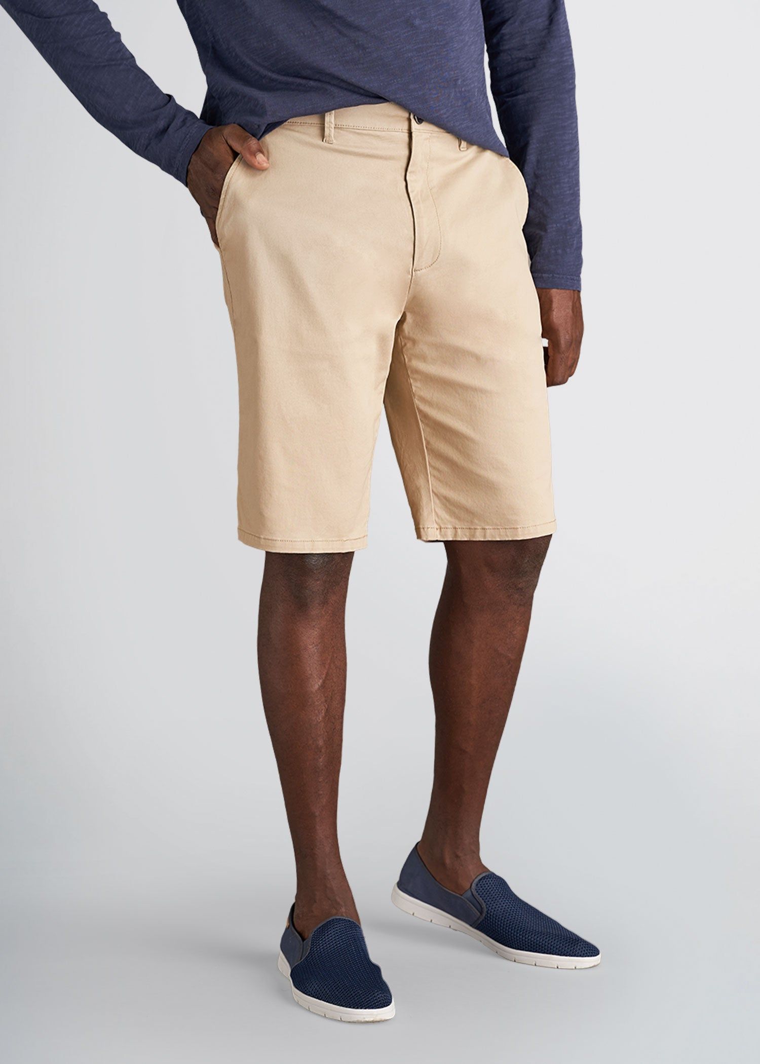 Chino Shorts for Tall Men in Light Khaki sold by American Tall