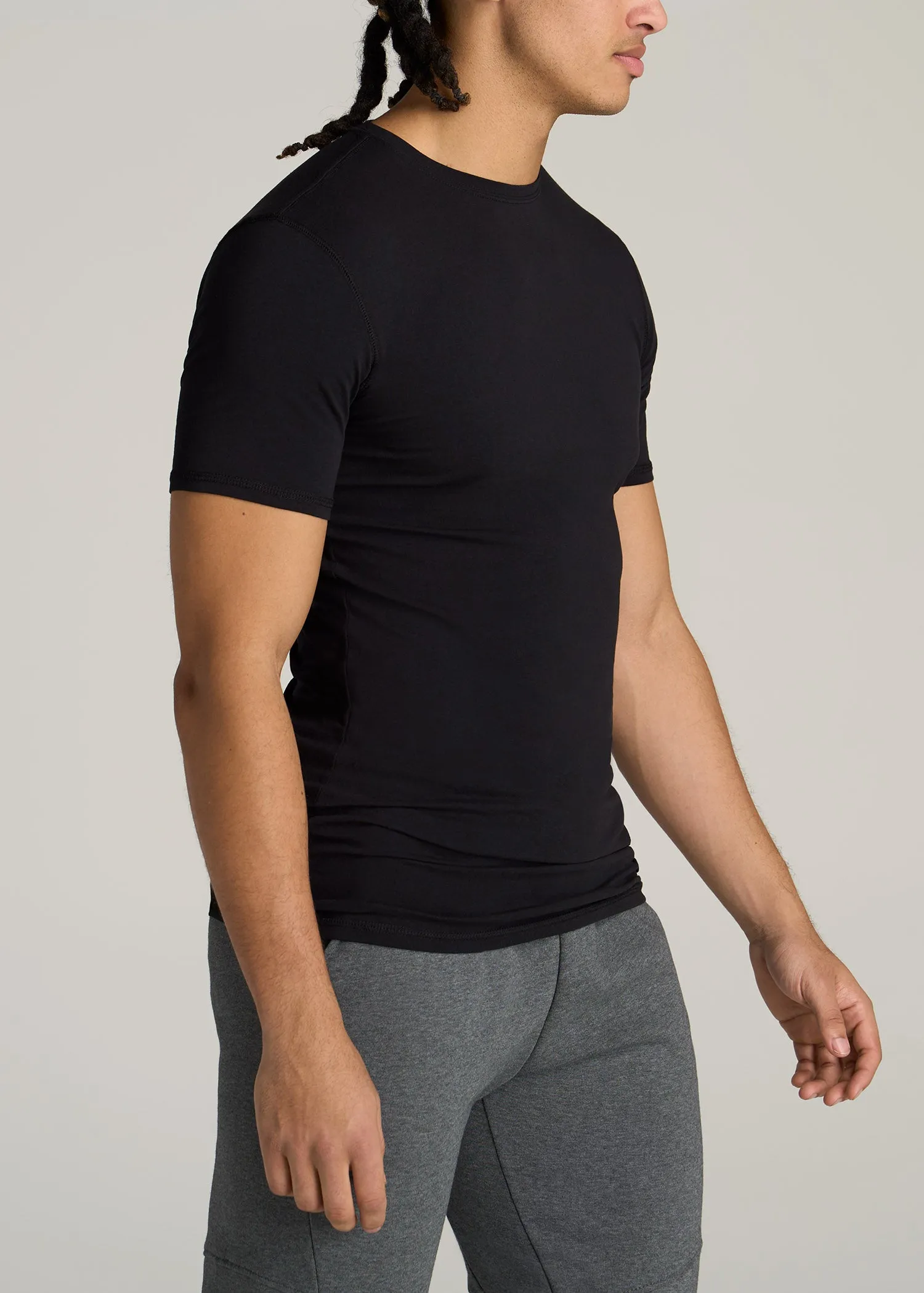 The Essential SLIM-FIT Crewneck Tee for Tall Men in Black sold by American Tall product image thumbnail 3