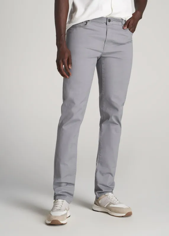 Dylan Slim Fit Five-Pocket Pants For Tall Men in Pebble Grey sold by American Tall